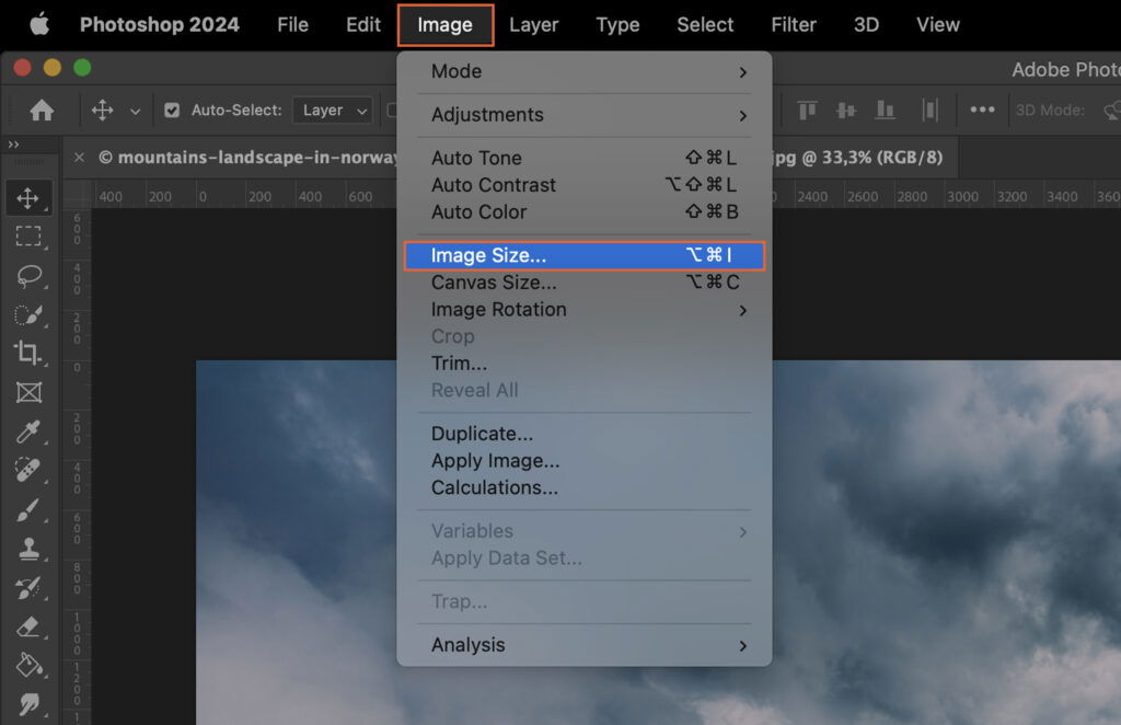 Adobe Photoshop application, showcasing the user interface and settings. 