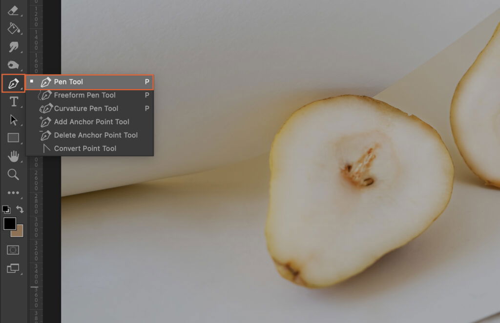 An image editing program displaying tools to transform a yellow squash into a white squash.