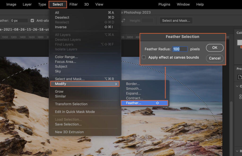 Various editing options open in photo editing software.