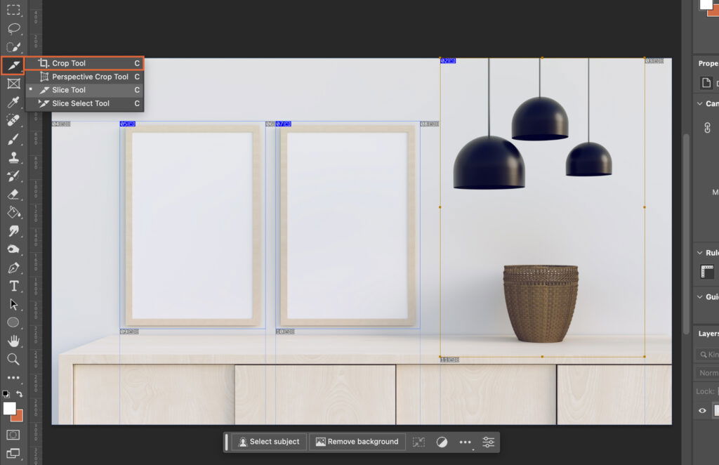 An image-editing software with a picture of a modern kitchen, where the user has applied filters and effects. 