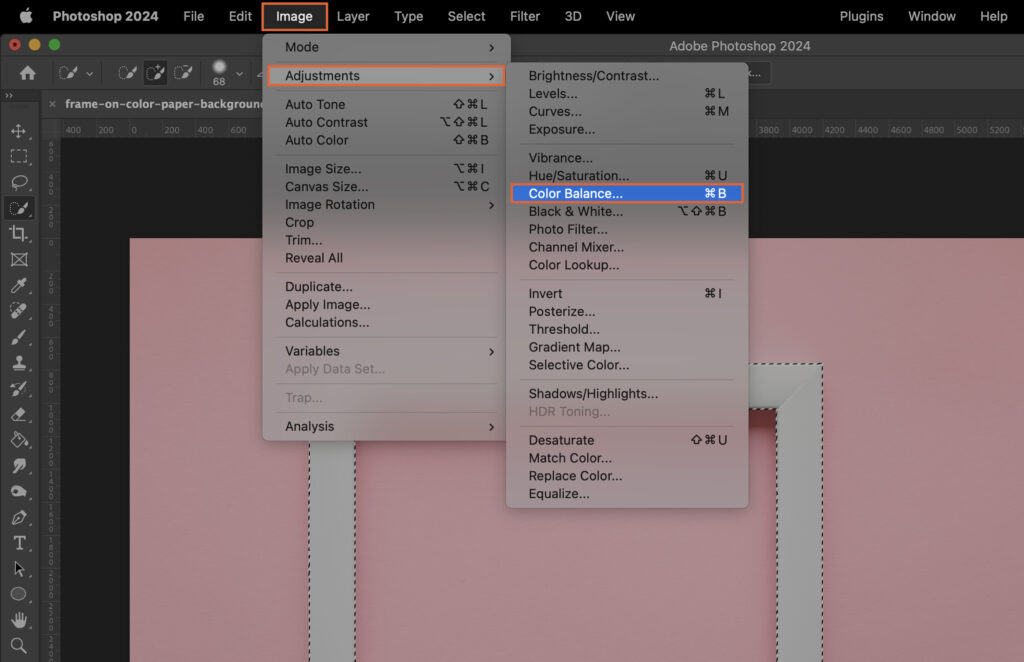 Adobe Photoshop displaying various color options and settings for color effects. 