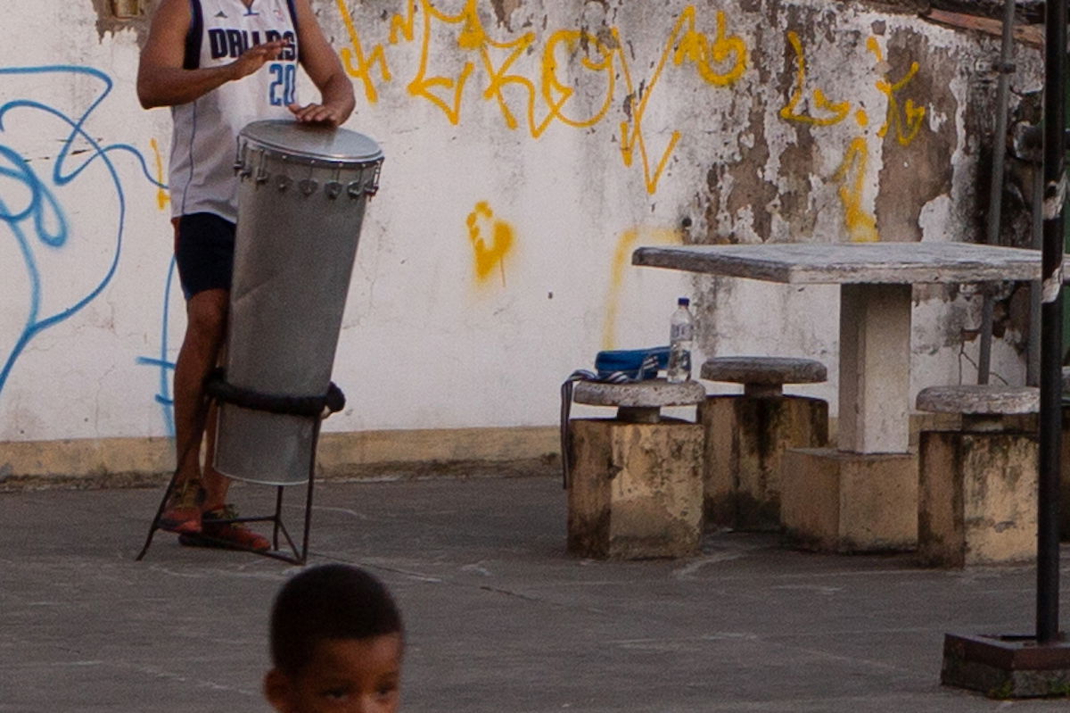 Lightroom cropped image of a person playing steel drums