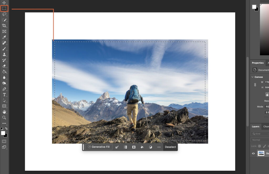 An active computer program with a digital photo displayed, featuring the mountains in Patagonia. 