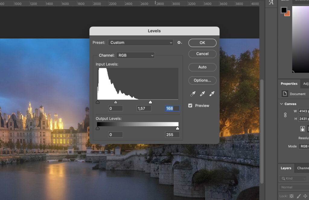 A editing software, where an image of a beautiful cityscape is displayed, and the user interface includes various tools for editing and adjusting the image. 