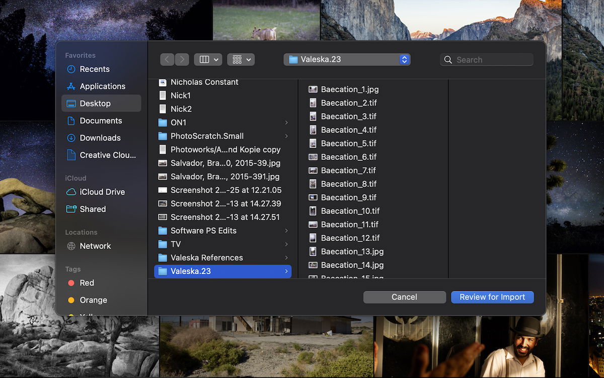 Screenshot of Lightroom CC import interface