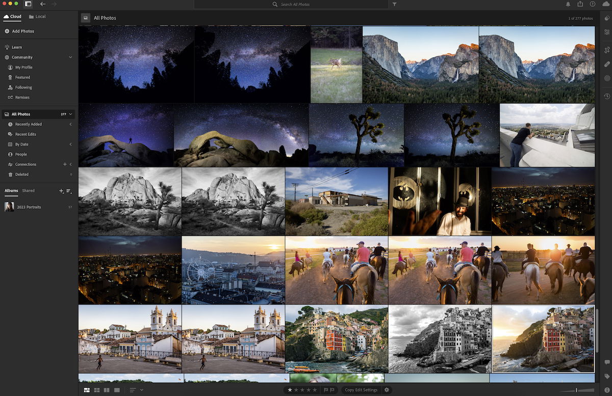 Screenshiot of Lightroom Creative Cloud interface