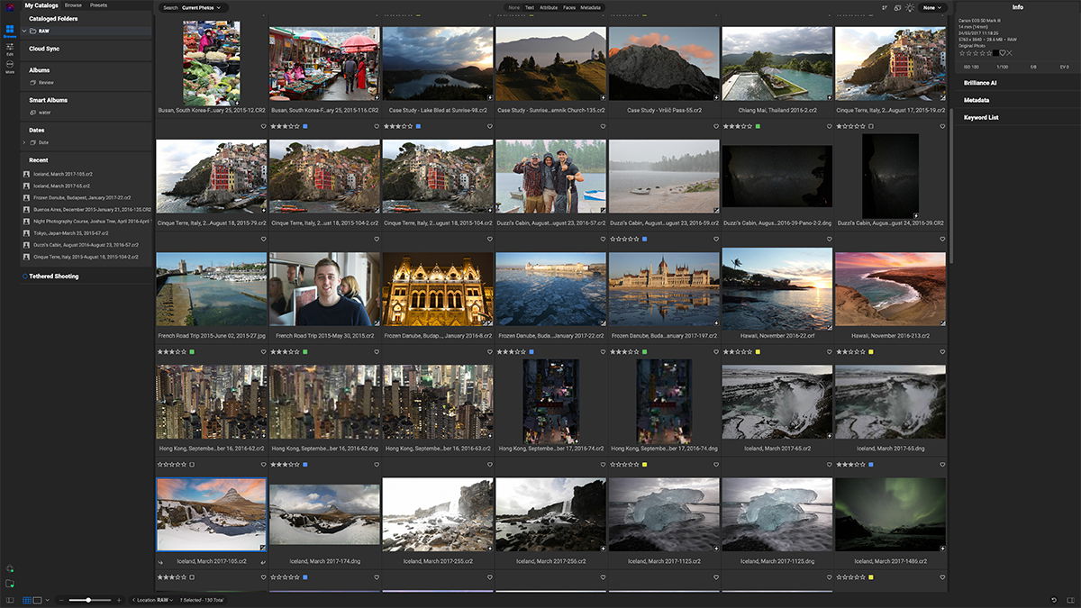 Screenshot of ON1 Photo RAW grid view