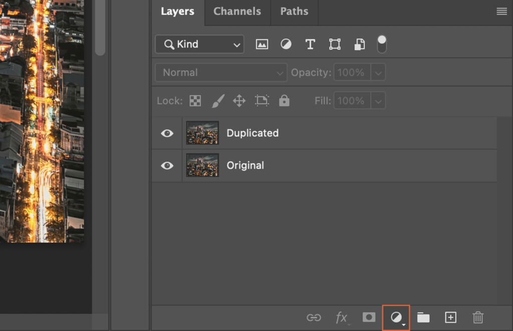 The layers panel in Photoshop.