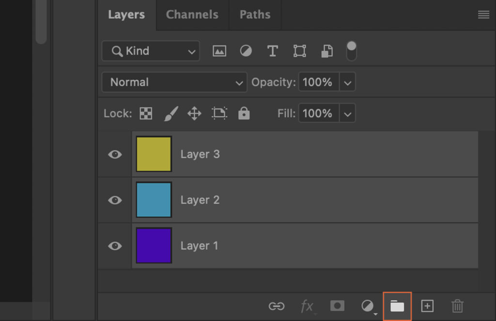 Adobe Photoshop interface with multiple color layers, each labeled differently. 