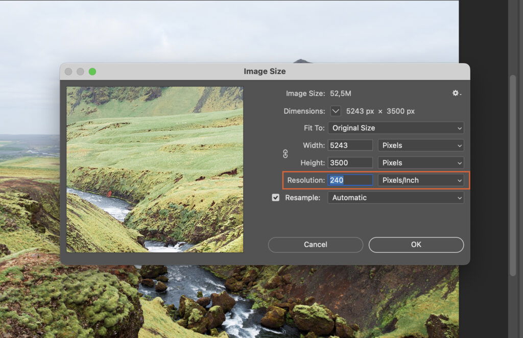 A software interface for photo editing, showcasing the Image Star feature with selected properties for a nature landscape photo. 