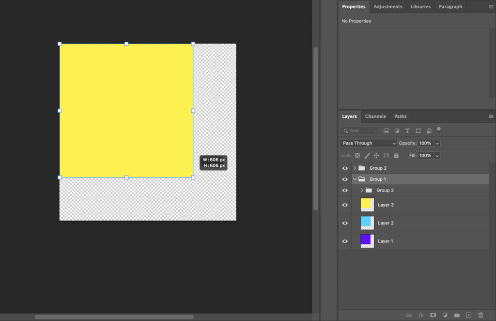 Adobe Photoshop with a yellow object displayed on the screen along with interface elements. 