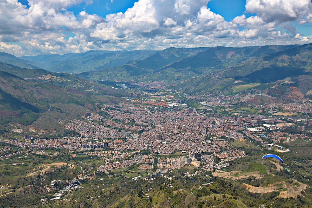 Aerial town landscape with paraglider edited with ACDSee Photo Studio for Mac 10