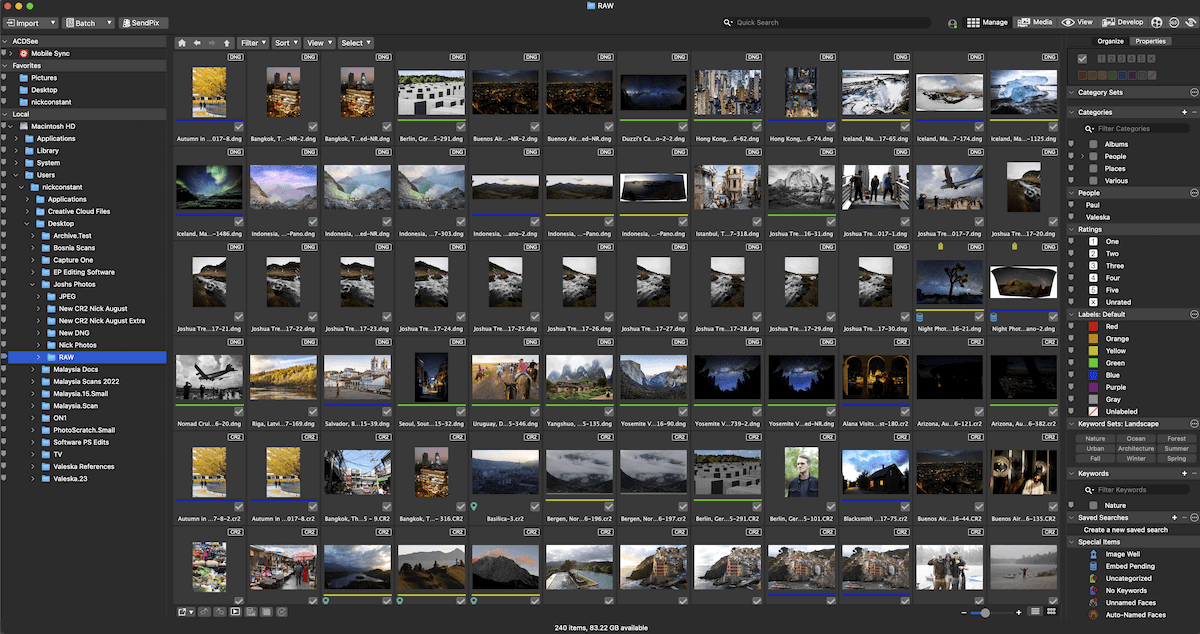 A screenshot of the ACDSee photo studio for mac 10 workspace