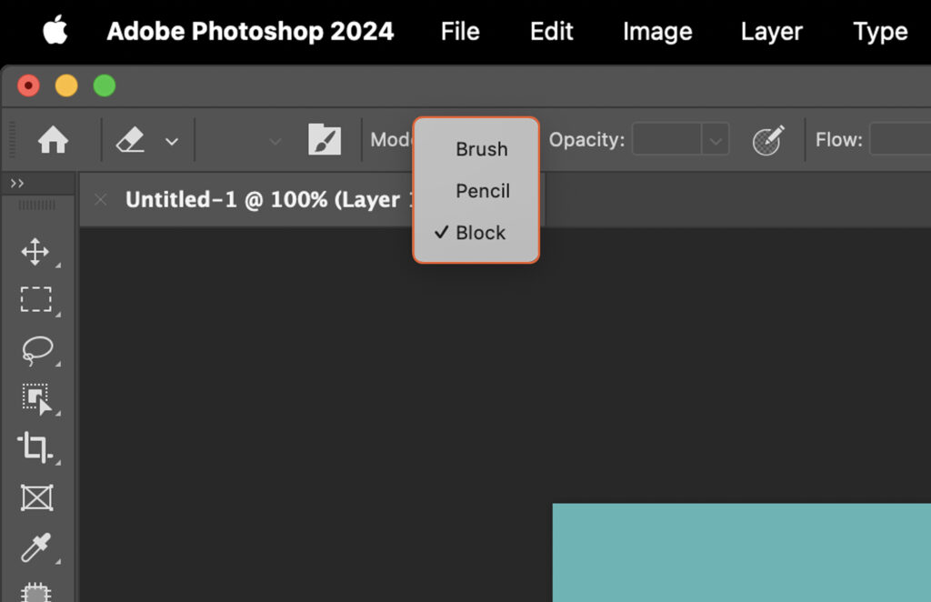 Adobe Photoshop showcasing a customizable brush effect with a selected panel for adjusting properties. 