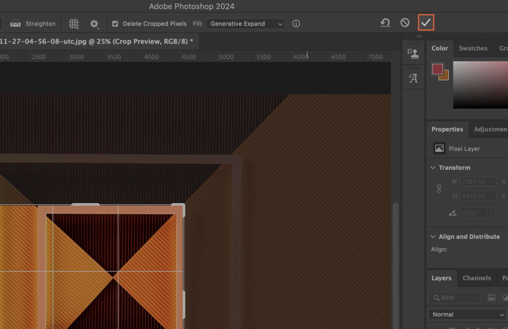 Adobe Photoshop being used to create or edit an intricate image with geometric shapes and patterns.