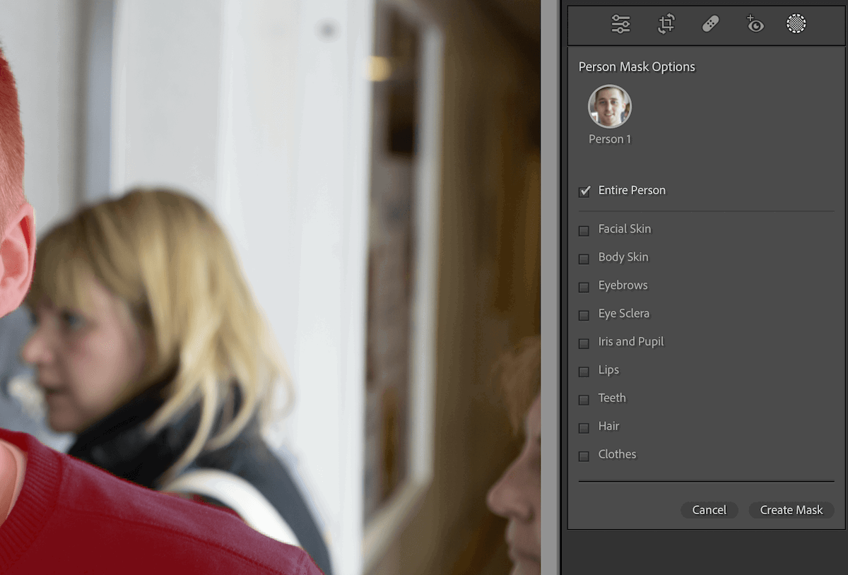 people mask options in lightroom