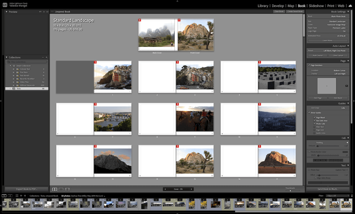 screenshot of Lightroom Classic Book module