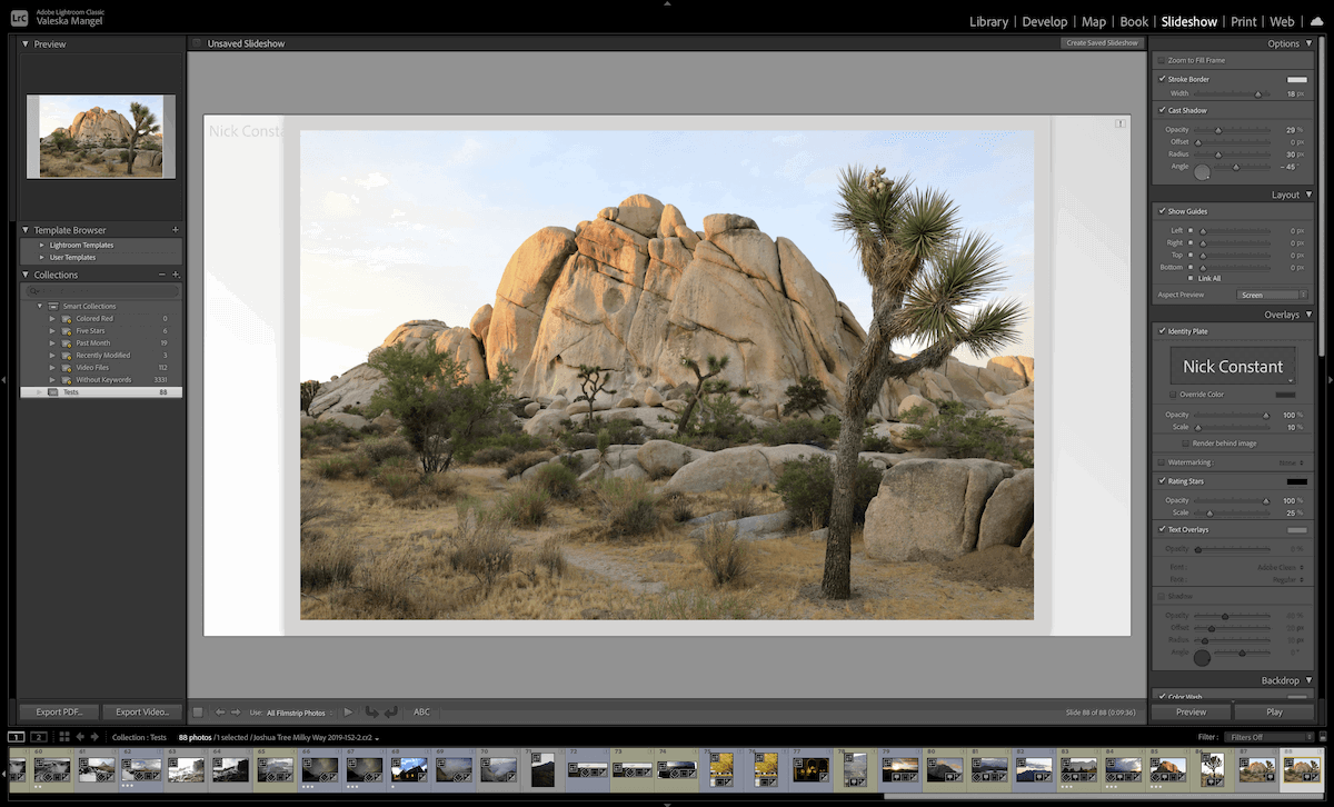 screenshot of the Slideshow module in Lightroom Classic