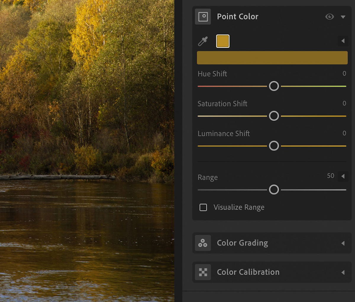 screenshot of Lightroom CC point color panel