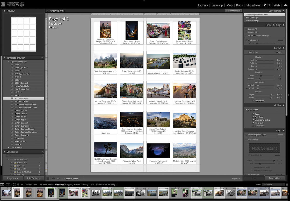 screenshot of lightroom contact sheet