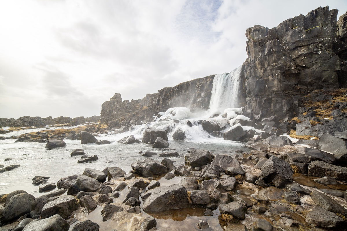 photograph of a waterfall with high deghost in lightroom HDR