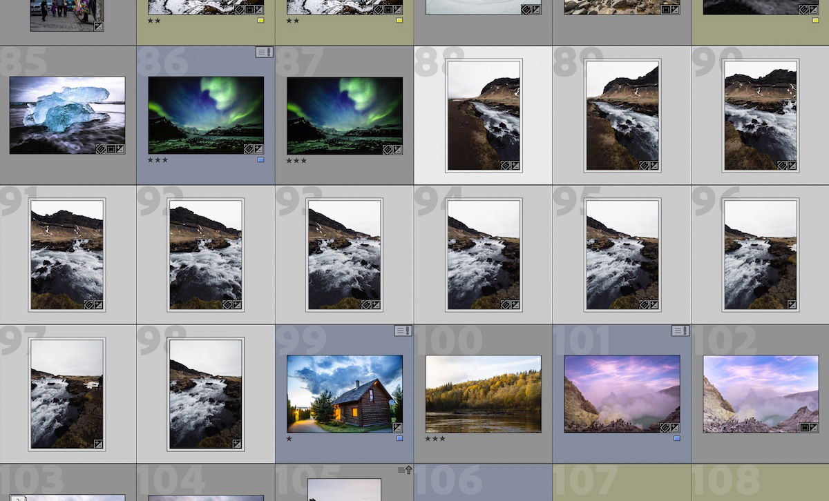 screenshot of panorama images in lightroom