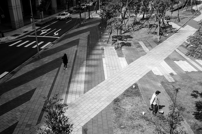 High-angle shot of urban space