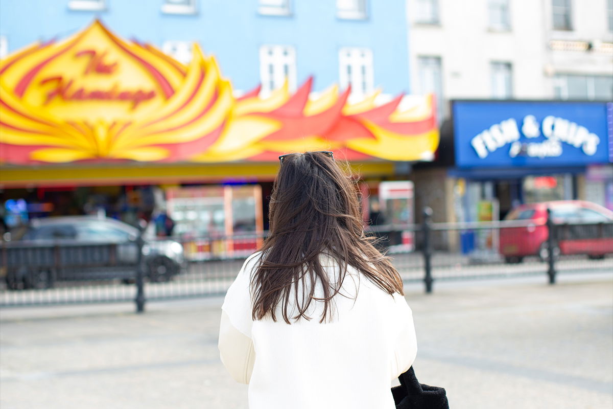 overexposed image of a woman shot from behind edited in lightroom