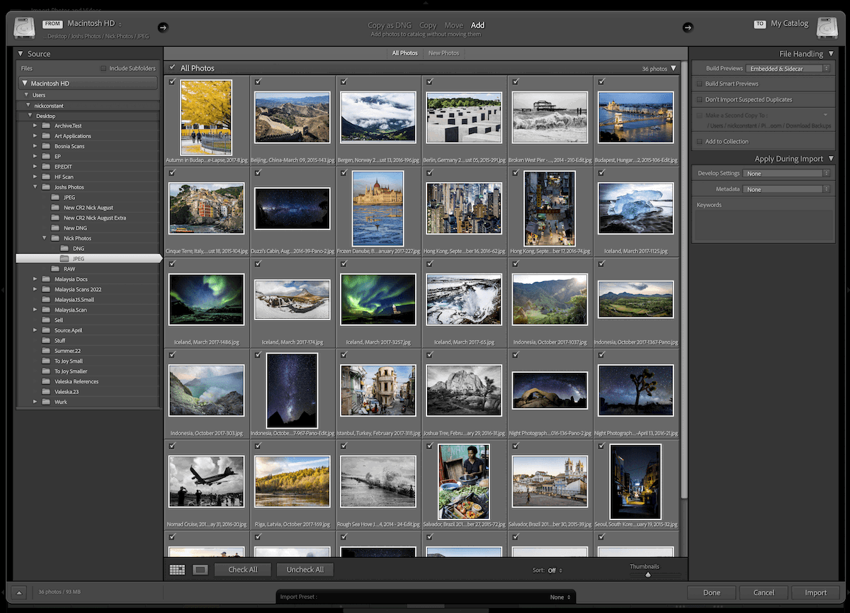 screenshot of Lightroom upload interface 