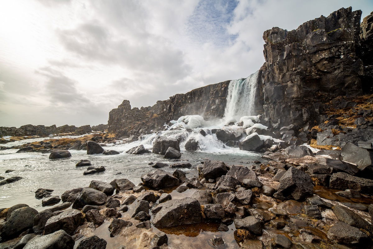 HDR photograph of a waterfall