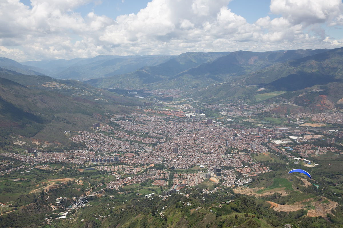 photograph of a small city from the air