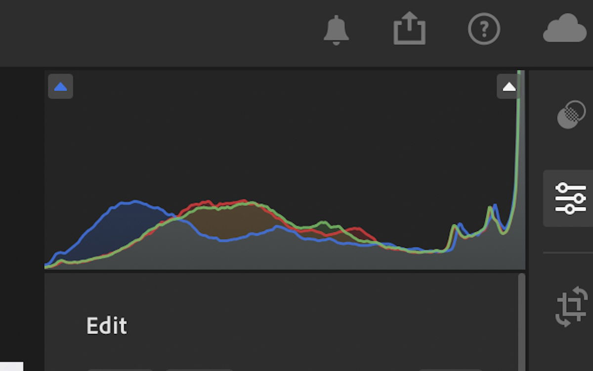 screenshot of lightroom histogram