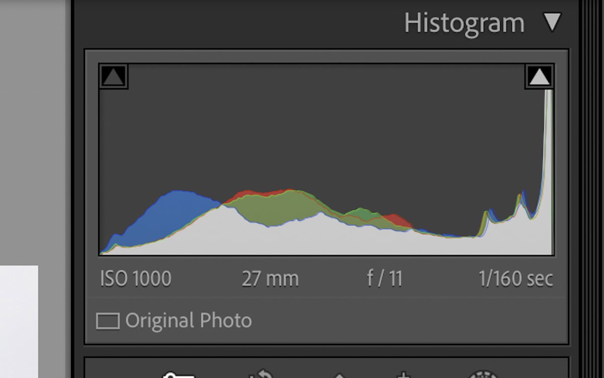 screenshot of lightroom classic histogram