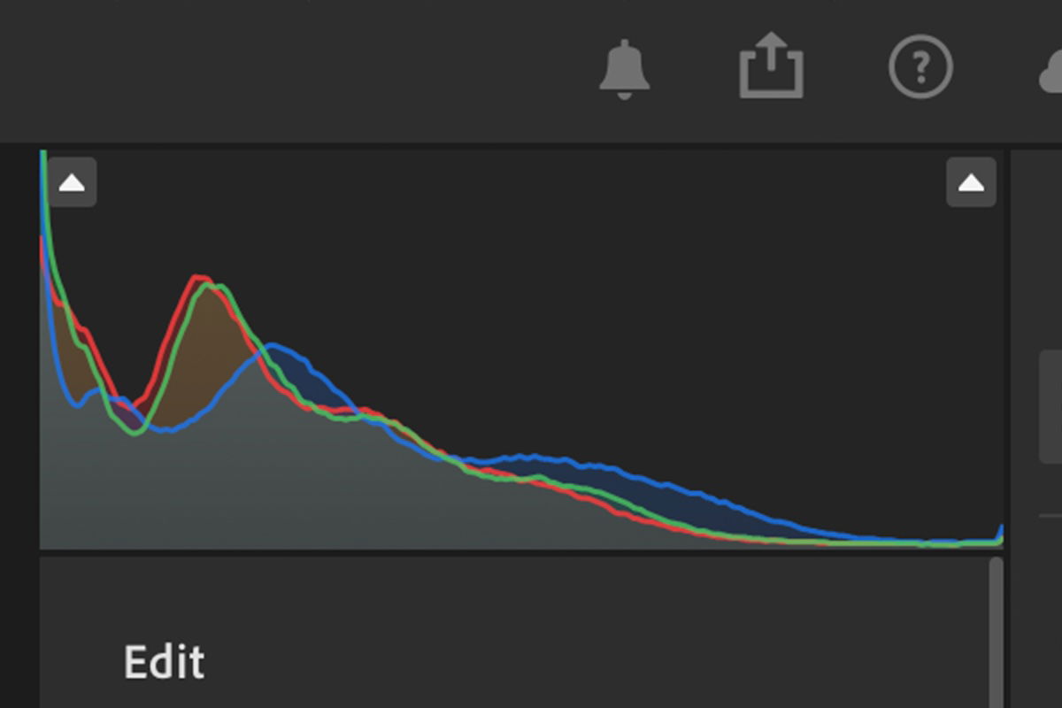 screenshot of lightroom histogram