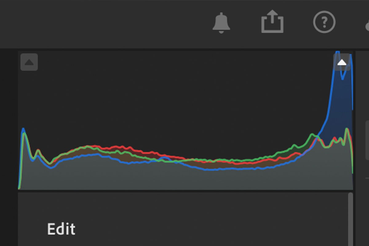 screenshot of lightroom histogram