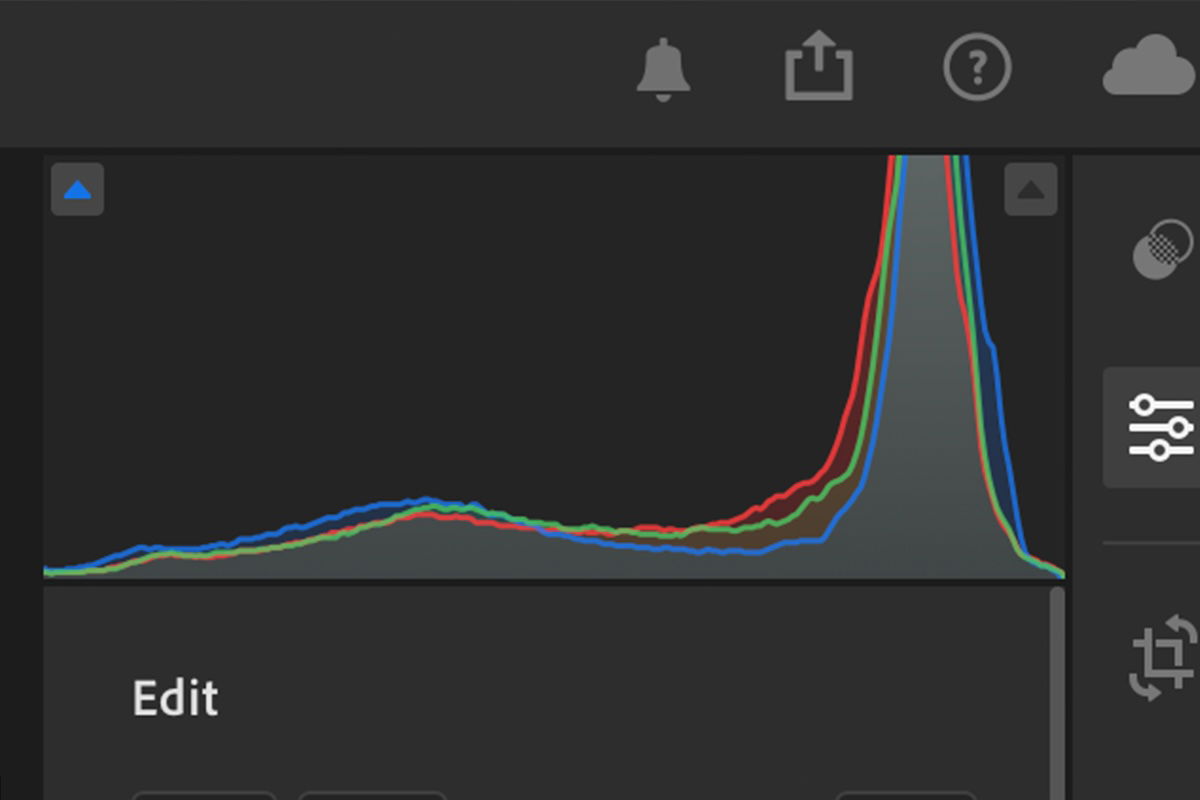 screenshot of lightroom histogram