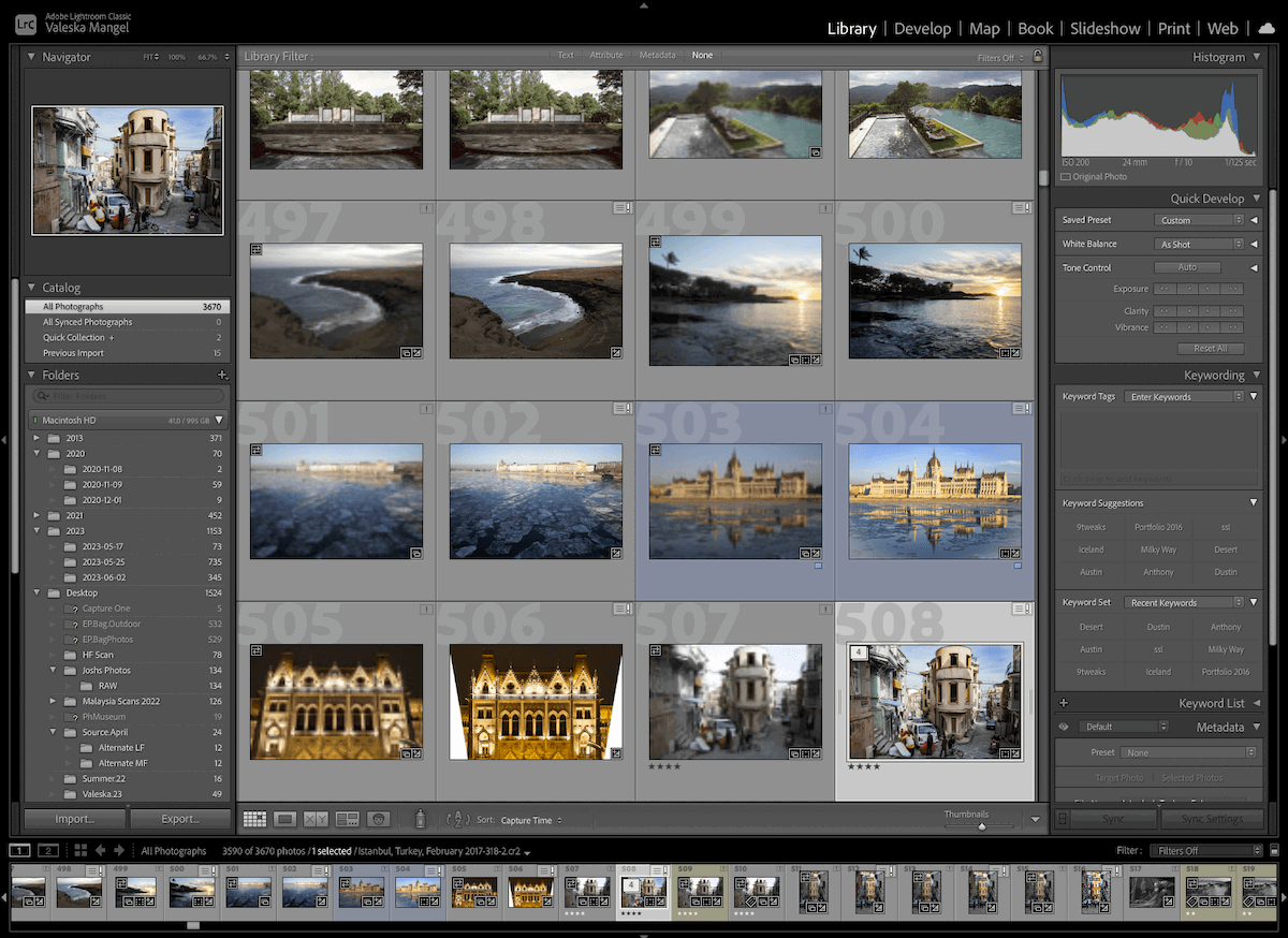 screenshot of lightroom interface