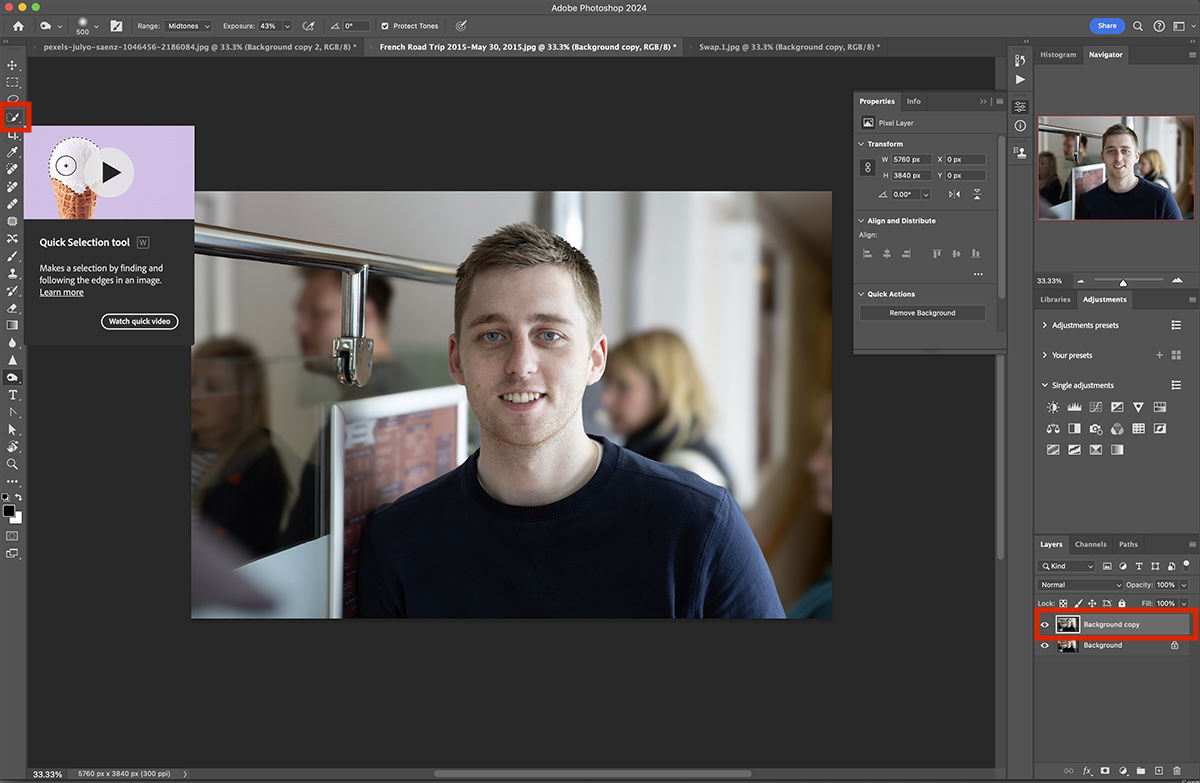 screenshot of photoshop with portrait of man