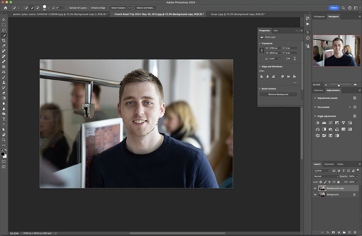 screenshot of photoshop with portrait of man