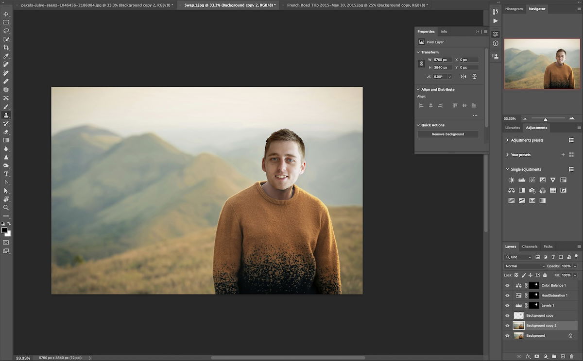 screenshot of face swap in photoshop