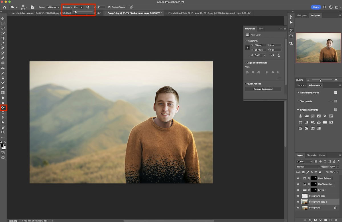 screenshot of face swap in photoshop