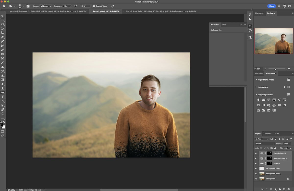 screenshot of face swap in photoshop