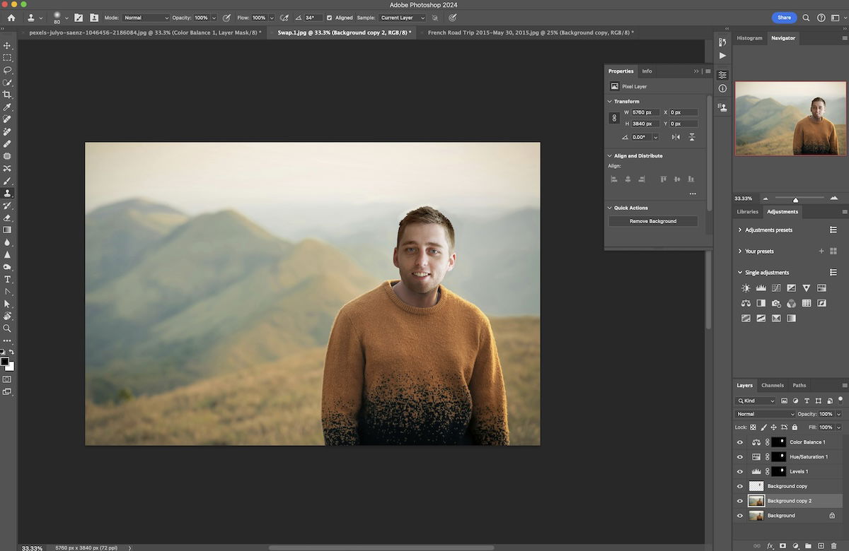 screenshot of face swap in photoshop