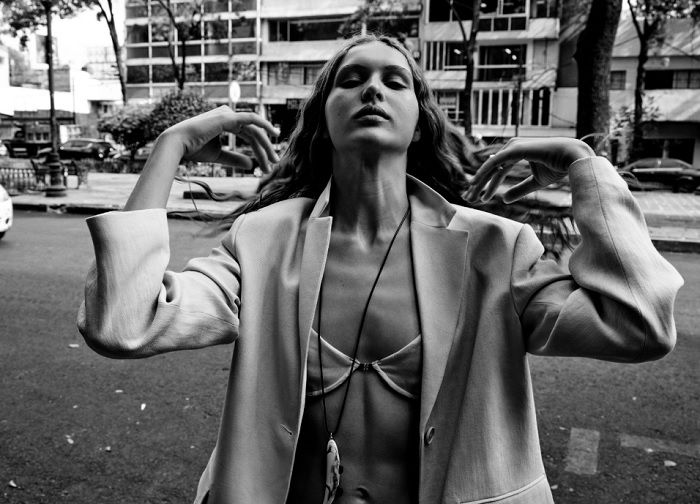 Woman in formal jacket in Mexico City