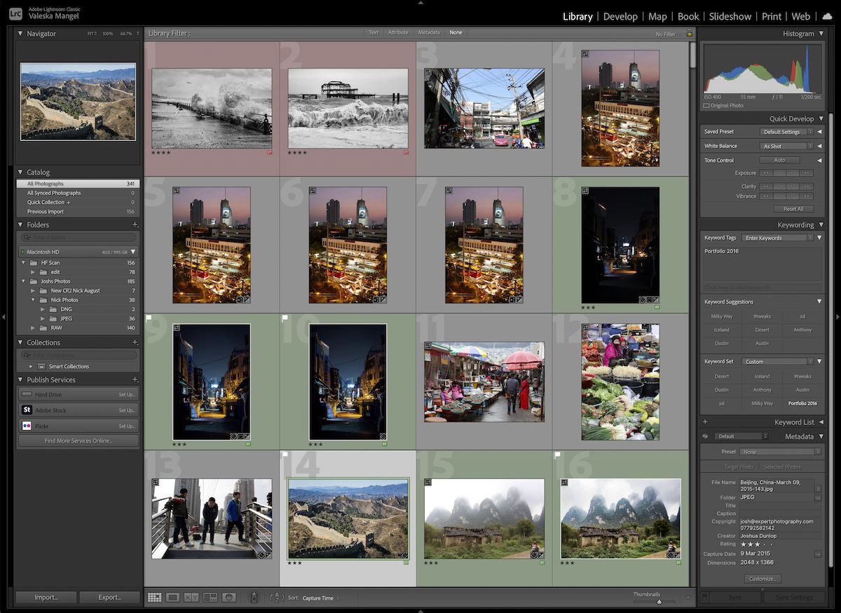 screenshot of lightroom