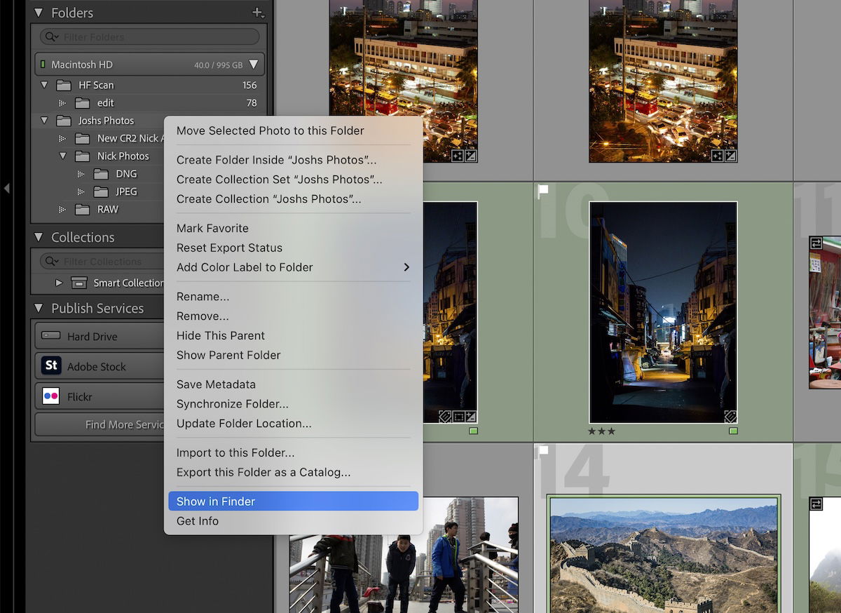 screenshot of lightroom folder system