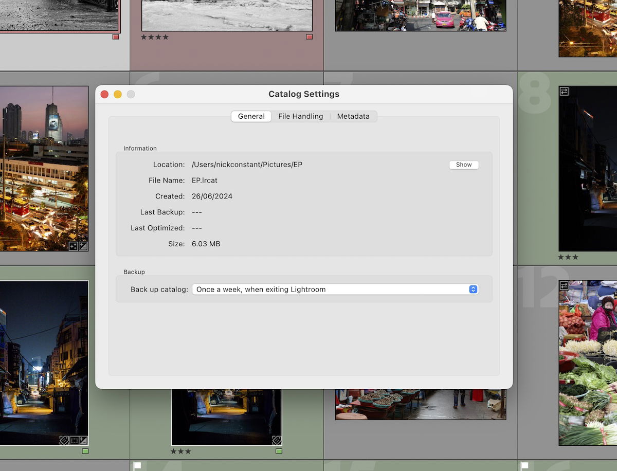 screenshot of lightroom file settings