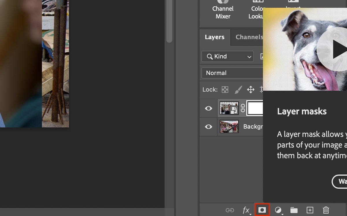 zoom in on layer mask in photoshop