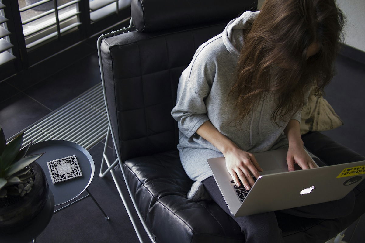 woman working on her laptop