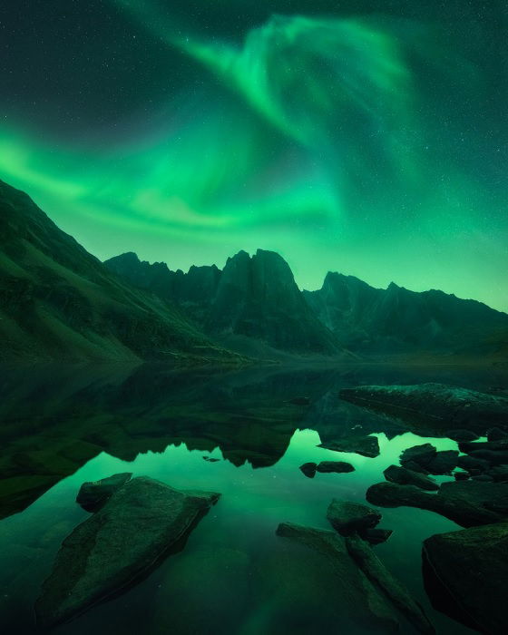 Yukon river under the northern lights